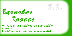 barnabas kovecs business card